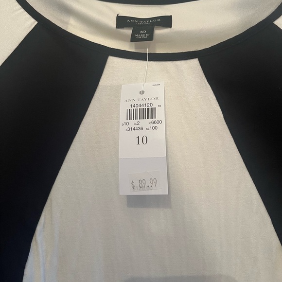 Ann Taylor NWT colorblock handkerchief hem black/white dress Size 10 - Picture 5 of 14